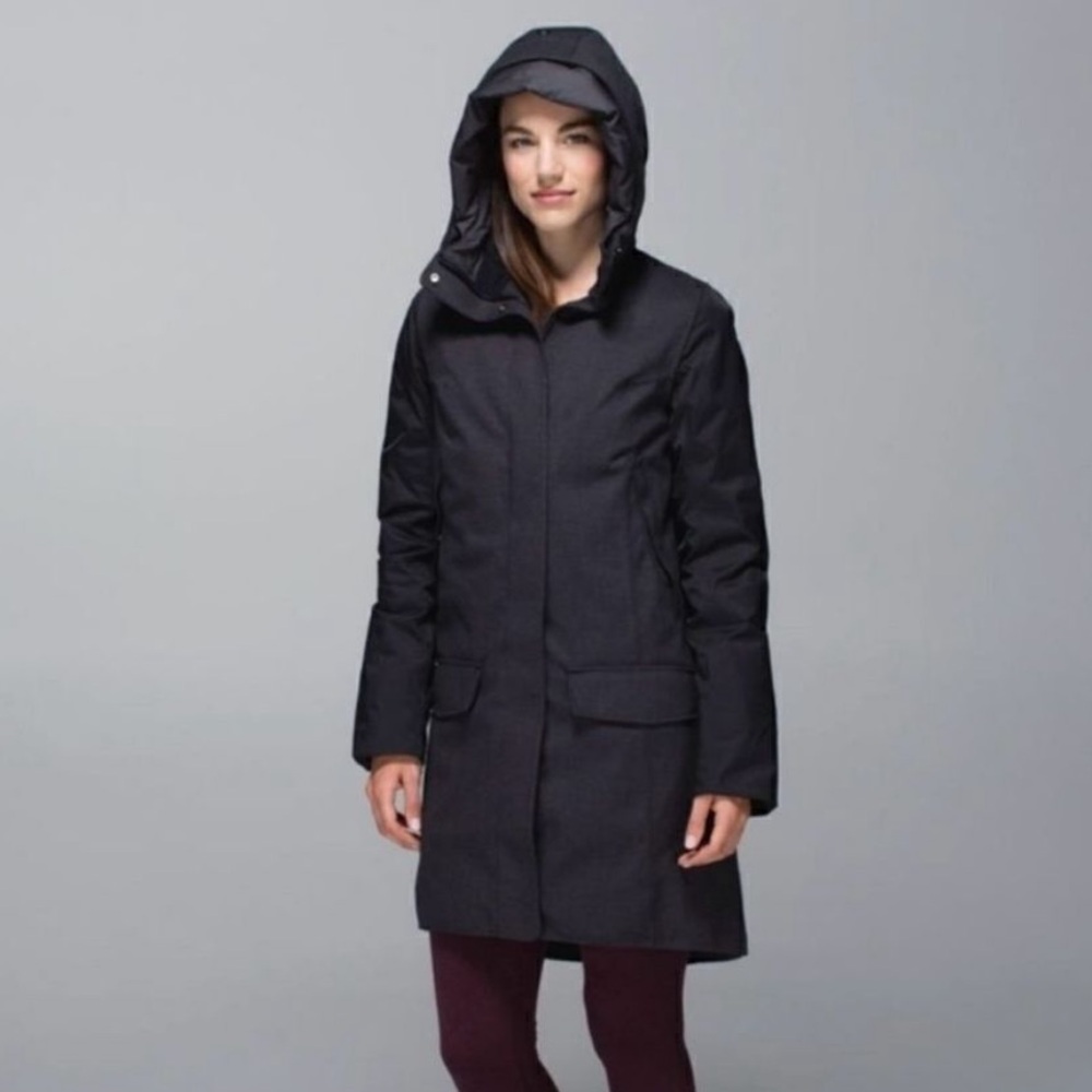 Lululemon Goose Down filled Blizzard Parka-black sleeves/heathered grey-size 4